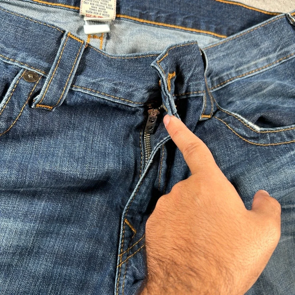 True‎ Religion Ricky Straight Jeans Mens 38 40x33 Flap Pockets Western USA Made